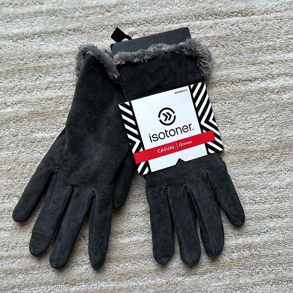 NWT Isotoner Casual Gloves Suede MicroLuxe Lining Charcoal Gray Size XL - Picture 1 of 16